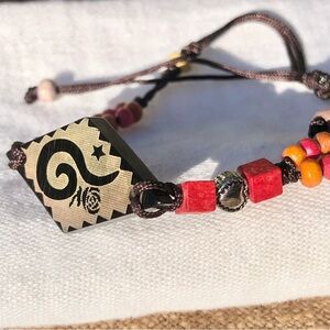 Bohemian Boho Bracelet Wood Wooden Beaded Brown Orange Red Beach Accessories